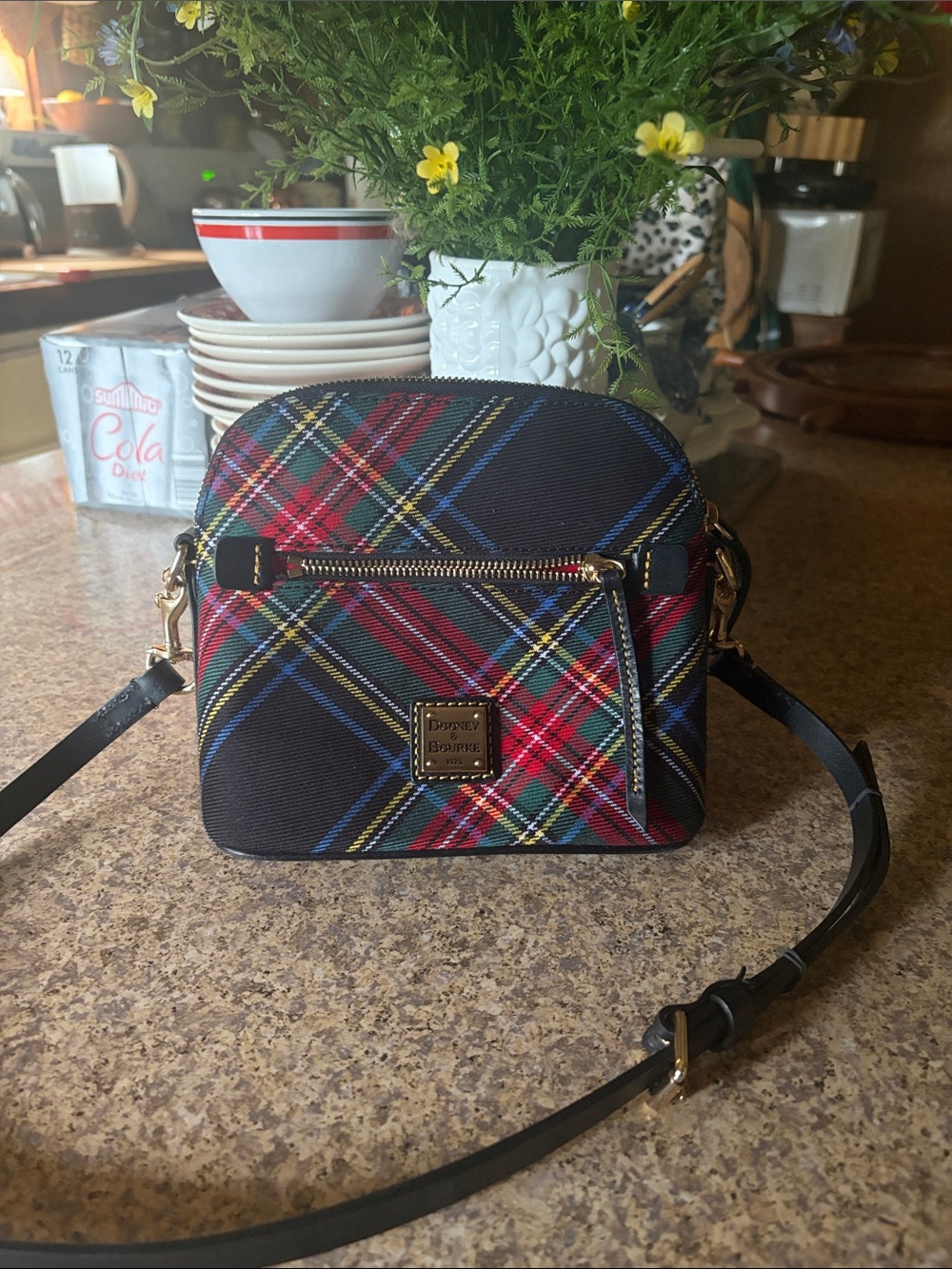 Dooney & Bourke Navy Tartan Plaid Crossbody - Multi Accent